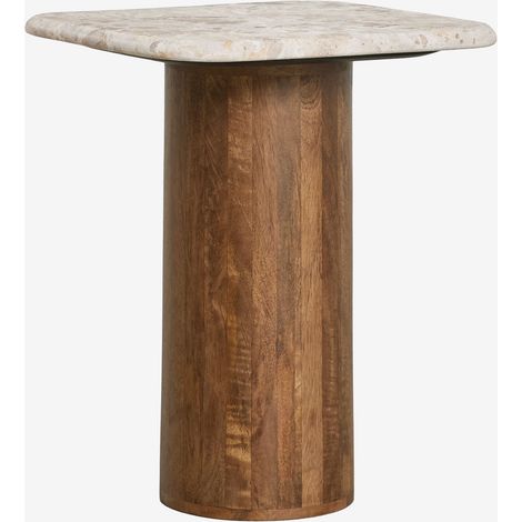 SKLUM Quadratischer Nachttisch 40x40 cm Merieines Beiger Marmor Panther ↑50 cm                                 