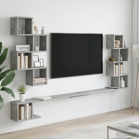 vidaXL Mensola per TV da muro Grigio Cemento 180 x 15 x 94 cm
