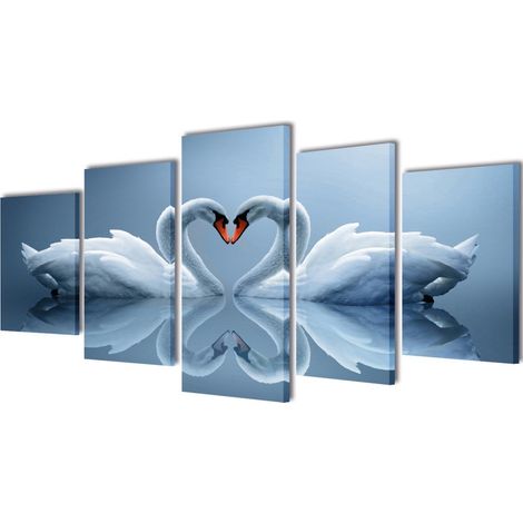 Kit decorazione murale su tela da 5 pezzi 200x100 cm cigno DEC02010