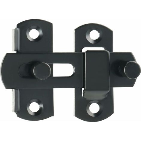 Loquet coulissant, verrou de porte à bascule avec vis pour porte, fenêtre, placard et jardin, acier inoxydable finition noir mat, noir (1/5)
