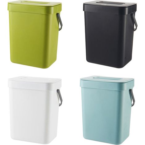 Petit seau à compost 3L poubelle de cuisine plan de travail avec couvercle pour déchets ménagers composteur (1/4)