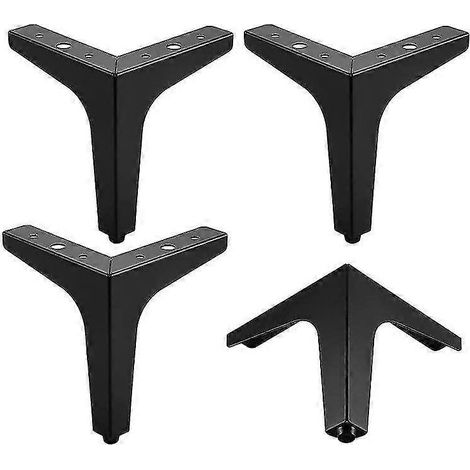 Un ensemble de quatre pieds de meubles triangulaires en métal noir de 10 cm - durables, résistants à la rouille, faciles à assembler, compatibles avec les canapés et les tables. (1/5)