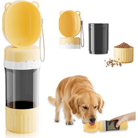 Hunde-Trinkflasche für Spaziergänge, Hunde-Trinkflasche, 400-ml-Reise-Trinkflasche für Hunde, multifunktionaler Outdoor-Wasserspender für Hunde und Katzen (1/5)