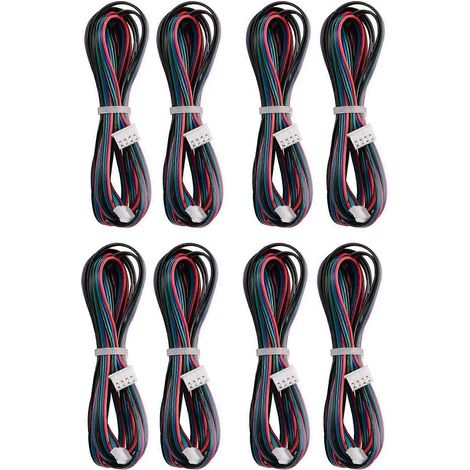 Lot de 8 câbles de connexion moteur de 2 m, connecteurs XH2.54 4 broches vers XH2.0 6 broches, bornes blanches, pour moteurs pas à pas d'imprimante 3D. (1/5)