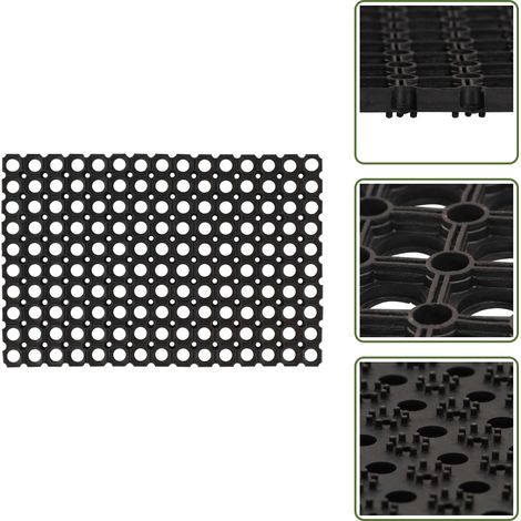 Tapis de protection - vidaXL Paillasson rectangulaire 60x80 cm caoutchouc - Tapis de sortie (1/5)