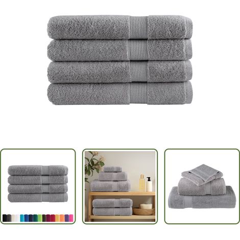 vidaXL Handtuch 100 x 200 cm - Premium Handtücher SOLUND 4 Stk. Grau 100x200 cm 600 g/m² (1/5)