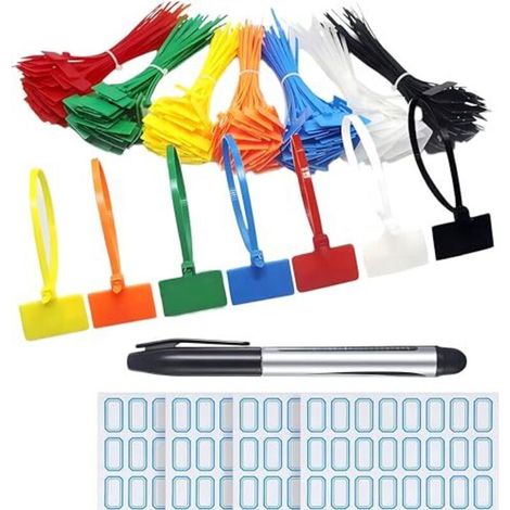 250 pièces attaches câbles nylon, 150 mm x 3 mm, étiquettes colorées pour gestion câbles maison, bureau, jardin, garage et atelier