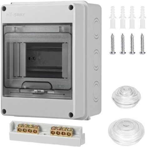 Coffret Electrique Etanche，IP65 avec 1 rangée de 5 modules，tableau electrique，boitier etanche electrique exterieur，pour les jardins ou les espaces extérieurs, les bornes de recharge