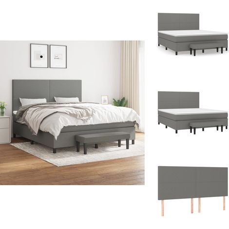 Boxspringbett mit Matratze Dunkelgrau 160x200 cm Stoff - Boxspringbett - Doppelbett - Bettenrahmen - Matratze - Bettwaren (1/5)