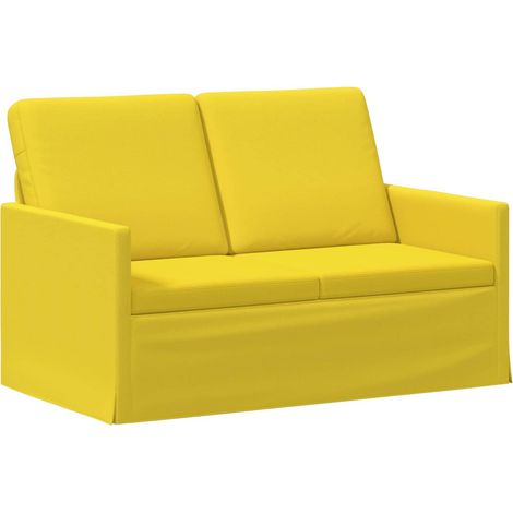 2 Seater Sofa Light Yellow 130 x 81 x 82 cm Fabric vidaXL (1/5)