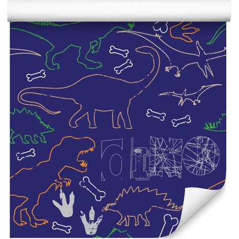 Carta da parati colorata con dinosauri e altri animali per soggiorno e camera da letto, 50x1000 cm (1/5)