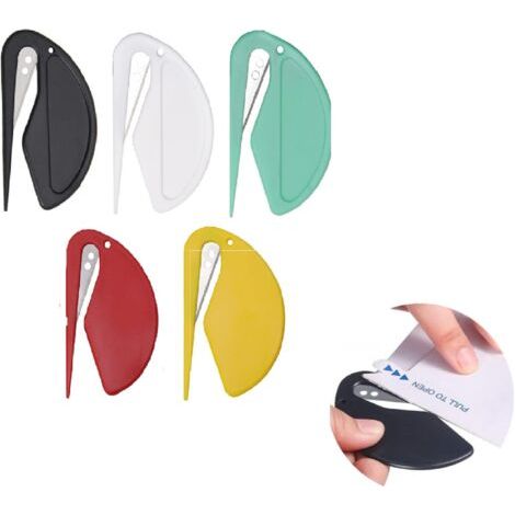 Ouvre-Lettres,Ouvre Enveloppe,Ouvre Enveloppe En Plastique,Plastique Efficace Ouvere Courrier,Coupe-Papier Avec Lame En Métal,Mini Ouvre-Lettres En Plastique pour Emballer Courrier et Papier D-Chrom (1/5)