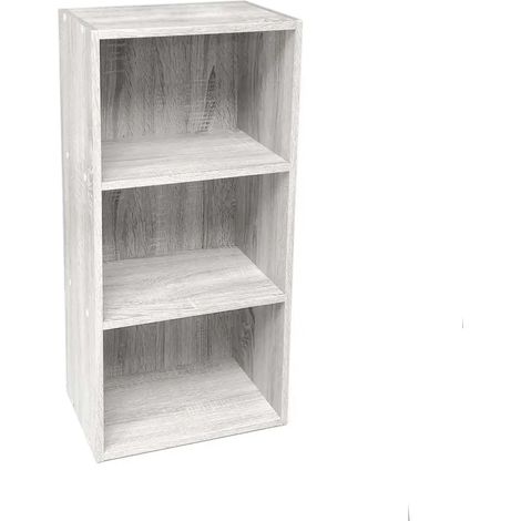 Estantería de madera Atena 40 x 24 x 80 cm, 3 estantes, blanco madera