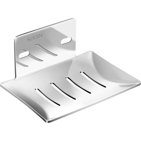 Silver Wall Mounted Soap Dish No Drilling Stainless Steel Shower Soap Holder Self Adhesive Soap Holder for Storing Sponges Brushes Soap for Bathroom Kitchen Balcony (1/5)