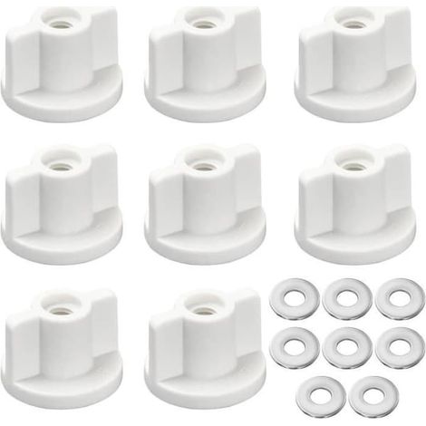 SABIR-Supports de siège de toilette - Universels - Lot de 8 - Plastique robuste - Acier inoxydable - Vis M6 (1/4)