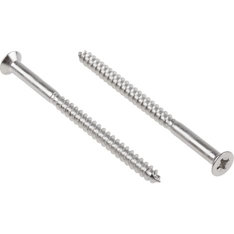 Vis à bois, 5mm, tête Fraisée 75mm, en Acier Inoxydable A2 304 ( Prix pour Sachet de 50 )