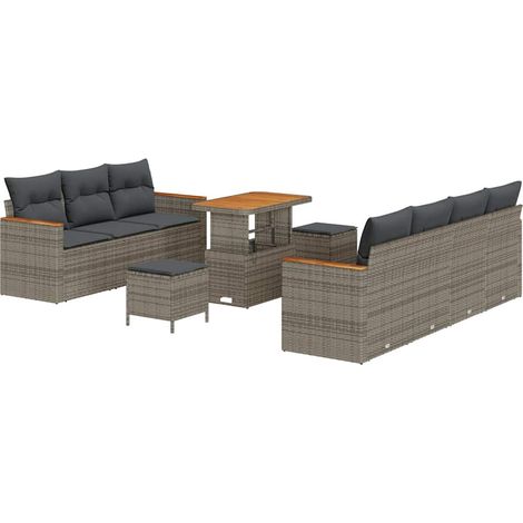 Maison Exclusive - Gartensofa-set mit Kissen 14 pcs Grau Poly-Rat