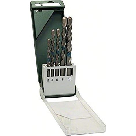 Bosch Accessories 2609255417 Kit punte per calcestruzzo 5 parti 5 mm, 6 mm, 6 mm, 8 mm, 10 mm Alberino cilindrico 1 KIT (1/4)