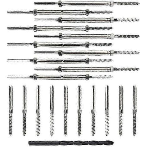 10 Paar Spannschrauben mit Gewindebolzen und Gewindebolzen für 1/8-Zoll-Kabeldeckgeländer – JXLGV (1/5)