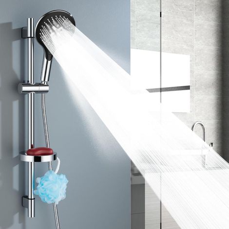 Ensemble de douche 73cm avec douchette 3 jets et flexible inox 1.5m chromé (1/5)