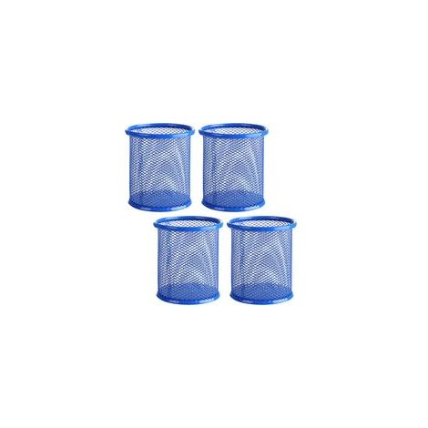 Porte-stylo en maille, porte-stylo en métal, pour bureau, organiseur de stylos, lot de 4 (rond, bleu) (1/5)