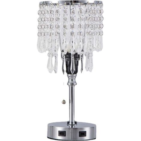 Ortviai Lampe de table en cristal avec commande tactile et ampoule tactile, USB, blanc, 18 x 18 x 38 cm (1/4)