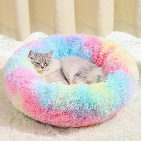 Panier pour chien, adapté aux moyens, petits et grands chiens, panier rond doux et confortable de 80 cm avec fond antidérapant (1/5)