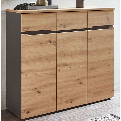 Flur Kommode MANRESA-36 in Artisan Eiche Nb. mit Graphit B/H/T: ca. 120/107/38 cm (1/4)