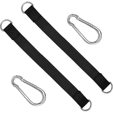 2 Pack Swing Suspension Kit, 2,5 x 30 cm, fixation en nylon pour hamacs, avec 2 carabines et D-Rings (1/5)