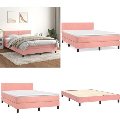 Boxspringbett mit Matratze Rosa 140x200 cm Samt - Boxspringbett - Samtbett - Rosa Bett - Doppelbett - Bett Mit Kopfteil - Home & Living (1/5)