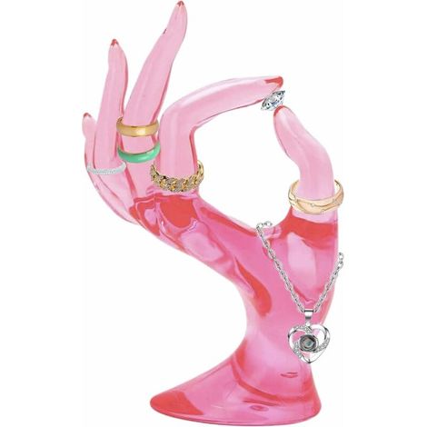 OK Gesture Model Jewelry Display Stand,Jewelry Hand Shape Holder Ring Necklace Hand Rack,Bracelet Display Stand for Watch Display Ring Bangle Jewelry Plastic Jewelry Holder (1/5)