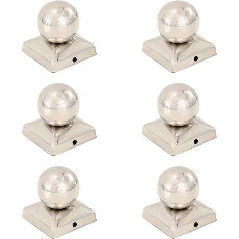 Bouchons de poteau 6 pcs Globe final Acier inoxydable 71x71 mm (1/5)