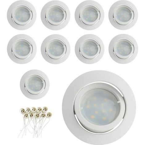 Lot de 10 Spot encastrable 1/4 de tour Blanc Aluminium avec douille GU10 ref.888 (1/3)
