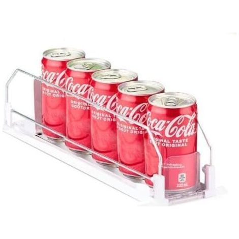 Beverage Cans Organizers, Soda Beverage Can Organizer, Beverage Push Slide, for Fridge, Storage Room, Cupboards, etc, White (1/4)