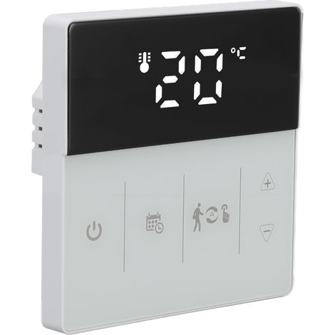 Thermostat Wi-Fi numérique tactile avec application mobile et commande vocale, idéal pour la maison et l'hôtel (90-240 V), noir et blanc. (1/5)