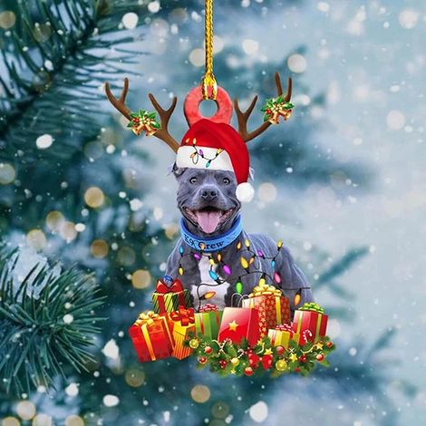 Niedlicher Weihnachtsanhänger aus Holz mit Hundemotiv – ein wunderschönes Geschenk für den Weihnachtsbaum, ideal zum Basteln und als Geschenk für Freunde oder Kinder (Weihnachtsbaumschmuck 2021). (1/5)