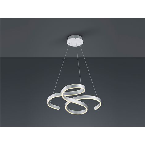 LED Decken Hänge Lampe Switch DIMMER Wohn Zimmer Pendel Leuchte Alu gebürstet Trio 371310105 (1/5)