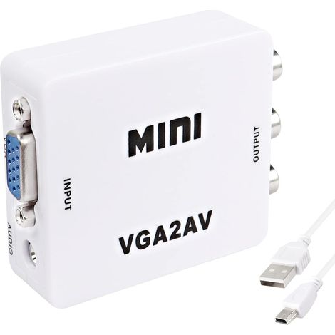 VGA à AV RCA Composite convertisseur Adaptateur boîte avec câble d'alimentation USB HD 1080p Audio Vidéo convertisseur PC à TV décodeur (1/5)