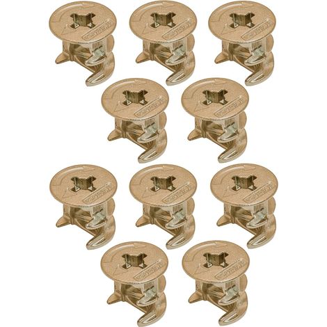 10x Ecrou boitier excentrique raccord pièce rechange connecteur serrage joint meuble connexion tiroir armoire réparation, nickel avec bord 15x19mm
