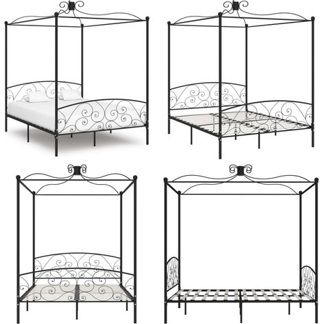 Himmelbett-Gestell Schwarz Metall 180 x 200 cm - Bettgestell -  Bettgestelle - Home & Living (1/5)