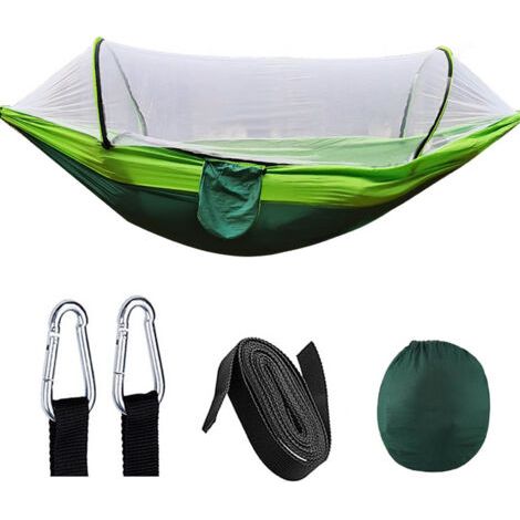 Hamac de camping avec filet en taffetas de nylon 210T, tente hamac à ouverture rapide automatique pour extérieur 260 x 140 cm, vert fruité (1/5)