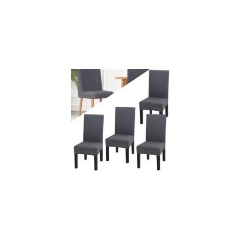 Lot de 4 housses de chaise extensibles en polyester, élastiques, amovibles, lavables, grises, universelles, pour banquet, hôtel, bureau
