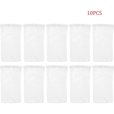 Accessoires de piscine (10 pièces blanches) Chaussettes de rangement pour filtres de piscine en nylon, pour paniers et skimmers. Accessoires de piscine blancs. (1/5)