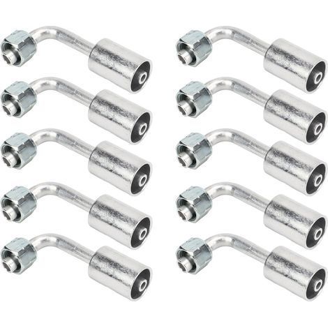 Lot de 10 Raccords Aluminium 90° 3/8in pour Tuyau Climatisation Auto, Connecteur Adapter pour Camion et Engin de Chantier (1/5)