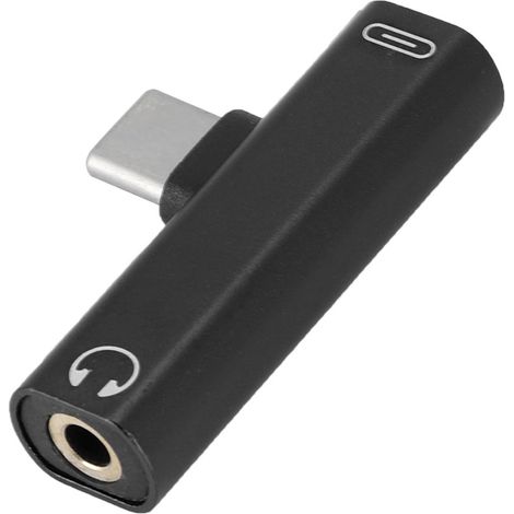 Adaptateur USB-C vers Prise Jack 3.5mm avec Charge Rapide, Convertisseur Audio Double Fonction Noir (1/5)