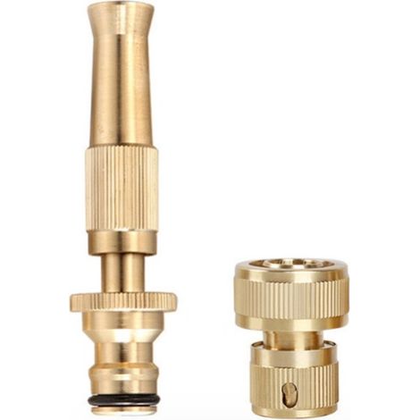Pistolet à eau à pulvérisation directe tout en cuivre avec raccord d'eau à 4 points, pistolet à eau de lavage de voiture, pistolet d'arrosage de jardin (1/5)