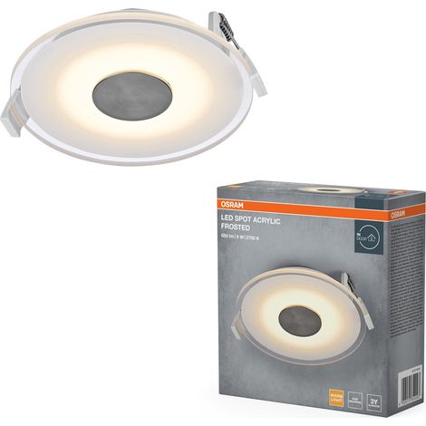 Spot LED encastrable en acrylique mat 6 W 827 blanc, 210 lm, blanc chaud 2700 K, design moderne 120 mm, IP20 (1/3)