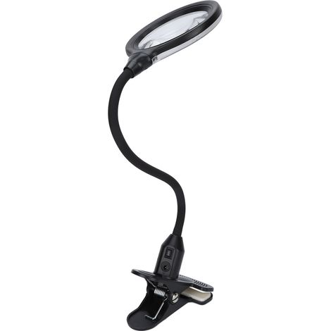 Lampé Loupe avec Pince 3X 10X, Éclairage 2 Niveaux, Lampe Pliable Tube 21 LED, Loupe Éclairante pour Tatouage (1/5)
