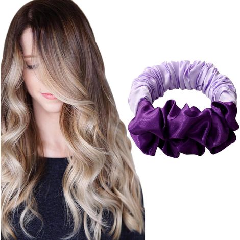 2 Pièces Bâton Boucleur Sans Chaleur, Appareil à Friser Sans Chaleur, Bandeau Queue de Cheval Doux, Outil de Bouclage Paresseux, Accessoire Magique de Coiffure pour Femmes, Bandeau de Nuit en Soie (vi (1/5)