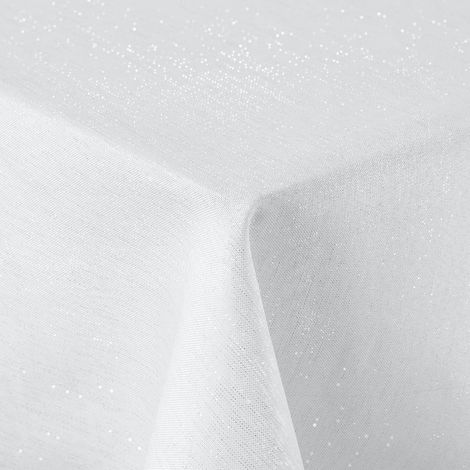 Glitzernde Leinenoptik Tischdecke 140x180 cm abwaschbar & wasserabweisend Weiß